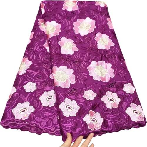 Party Q NEW African Net Lace Fabric 100% Cotton Punch Embroidery 2021 High Quality French Net Lace Fabric For Dress 5Yards