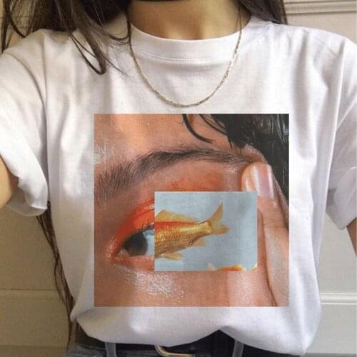 New Korean Shirt Style Picture Puzzle Kawaii Funny Printing Series Polyester Short-sleeved T Shirt Large Size Women Clothes Tops