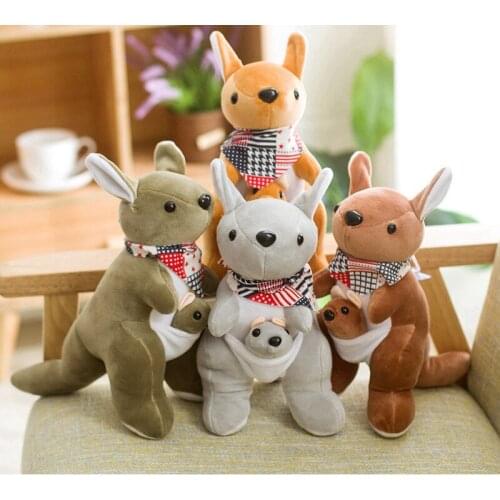 Simulation Mother and child Kangaroo Plush Toy Soft Stuffed Cartoon Animal Crown Mouse Doll Window Suction Cup Pendant Kids Gift