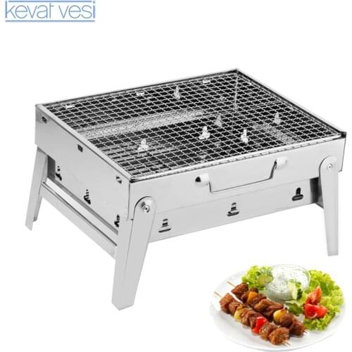 Portable Barbecue Grill Stainless Steel BBQ Grill Non-stick Surface Folding Barbecue Grill Barbecue Accessories for Camping
