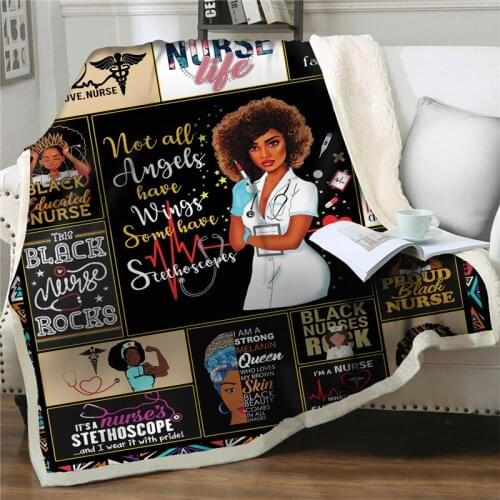 BeddingOutlet Fleece Blanket Black nurse printed Throw Blanket African Soft Blankets For Beds sofa thicken Blanket Home textiles