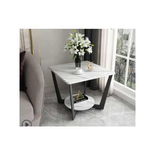 Sofa side table simple Nordic modern square bedside cabinet light luxury Italian marble rock plate small tea table corner table