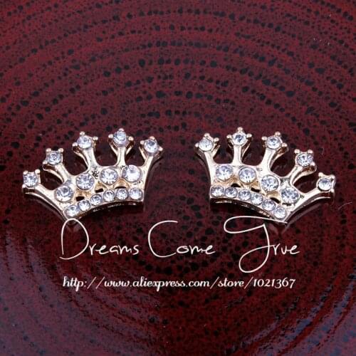 50pcs/lot 2Colors Vintage Artificial Bling Flatback Buttons DIY Alloy Crown Shaped Rhinestone Crown Button For Embellishment