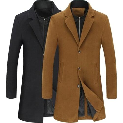 Plus Size Mens Woolen Coat Man Long Winter Coat For Men 6xl 7xl Mens Windbreakers Overcoat Casaco Masculino KJ261