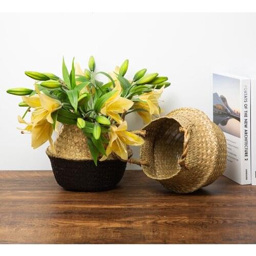Handmade Woven Storage Basket Flower Plant Pot Seagrass Storage Container Toys Sundries Organizer Home Organization