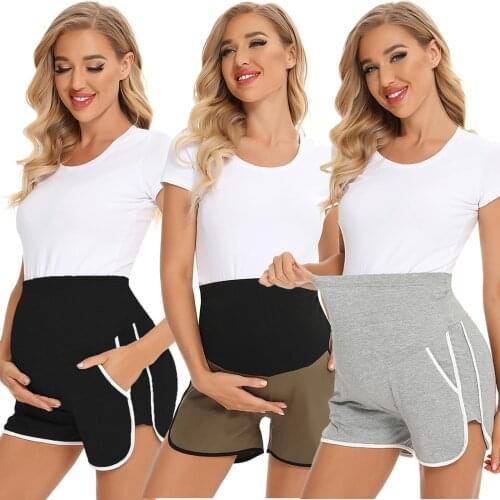 #57 Maternity Shorts Summer Women Casual Comfortable Pockets Loose Contrast Color Pregnant Shorts Pantaloncini Donna Incinta