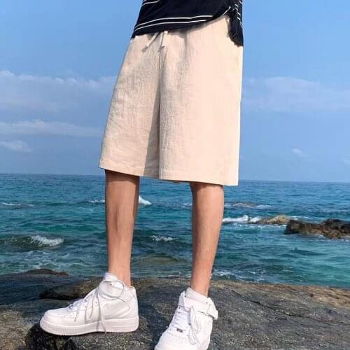 Plus size Men cotton linen Shorts Mens casual Beach Shorts Solid Knee Length with Pocket Loose Shorts streetwear Big Size M-8XL