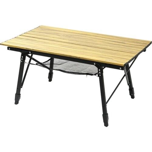 Folding Camping Portable Wooden Aluminum Alloy Lifting Table Simple Pattern Table Without Net Bag Have 2Colors For Choose