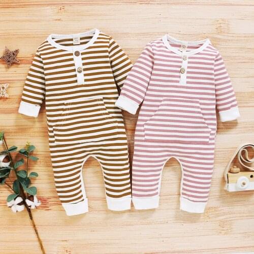 Jumpsuit Baby Clothes Girl Baby Boy Clothes Toddler Baby Boys Girls Long Sleeve Striped Print Romper Jumpsuit Clothes Overalls