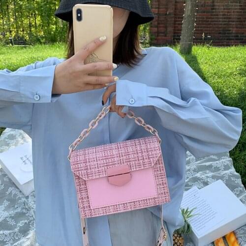 Summer Fashion Trend Women Crossbody Bag New Daisy Wide Shoulder Strap Chain Handbag for Woman Weave Flap Female Shoulder Bag