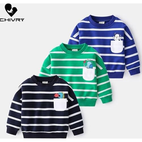New 2021 Kids Spring Autumn Fashion Sweatshirt Boys Striped O-neck Pullover Tops Children Casual Hoodies Sweatshirts Clothing