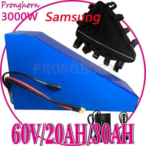60V 3000W 2000W Triangle Battery 60V 30Ah 28Ah 26Ah 25Ah 22Ah 20Ah 18Ah Electric Bicycle Lithium Battery With 67.2V Charger