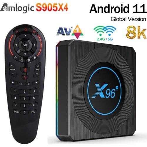 RGB Light X96 X4 Smart Android 11 TV Box 1000M Amlogic S905X4 4GB RAM 32GB 64GB ROM 2.4G 5G Wifi TVBOX Media Player Set top box