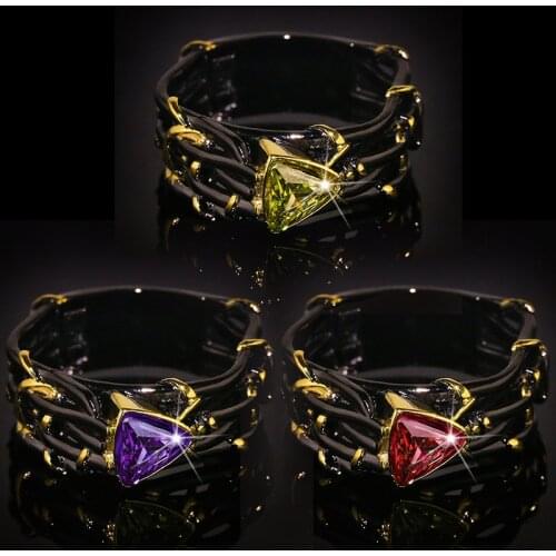 Vintage Gothic Black Tree Branch 925 Silver Ring with Shiny Zircon Green Purple Red Ring Women Engagement Fashion Jewelry