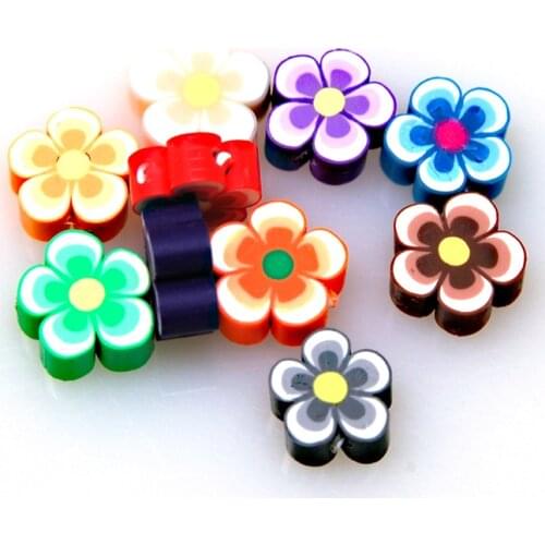 High quality handmade polymer clay beads,5x12mm cane caly Beads,assorted polymer clay flower beads for jewelry Making supplies