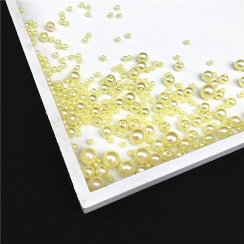 Yellow Round Imitation Garment Pearl With holes For DIY Art Necklace Fashion Jewelry Making Accessories 3/4/5/6/8mm