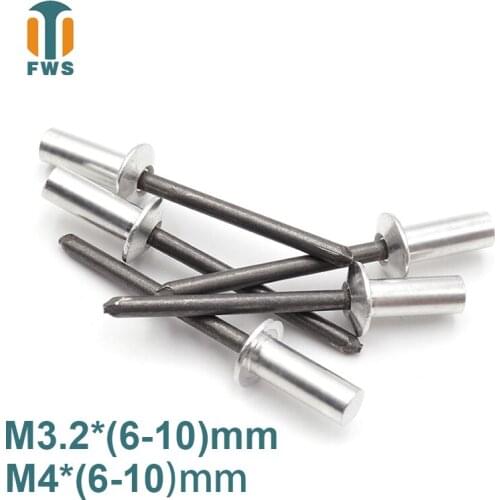 10 PCS M3.2/M4 DIN EN ISO 15973 GB /T 12615.1 Aluminum Steel Closed End Blind Rivets With Break Pull Mandrel Protruding Head