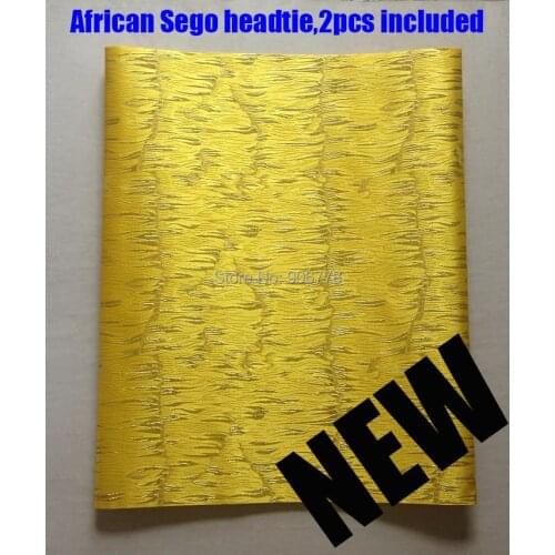 2017 African SEGO headtie,high class Yellow headtie,Gele&Ipele,Head Tie&Wrapper,2pcs/set,Lagos headtie