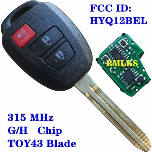 3 Buttons 314 Mhz Replacement Smart Remote Key Keyless Fob For Toyota Camry Corolla 2015-2017 Entry Remote Key HYQ12BEL H G Chip