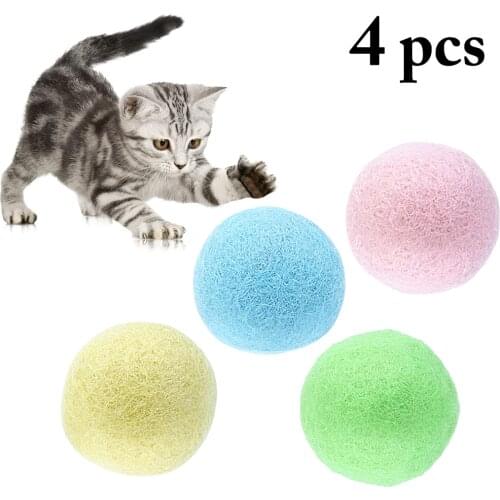 4PCs Popular 2019 New Pet Interactive Toy Hot Sale Cat Toy Pet Supplies High Quality Bells Bouncy Ball Colorful Handmade