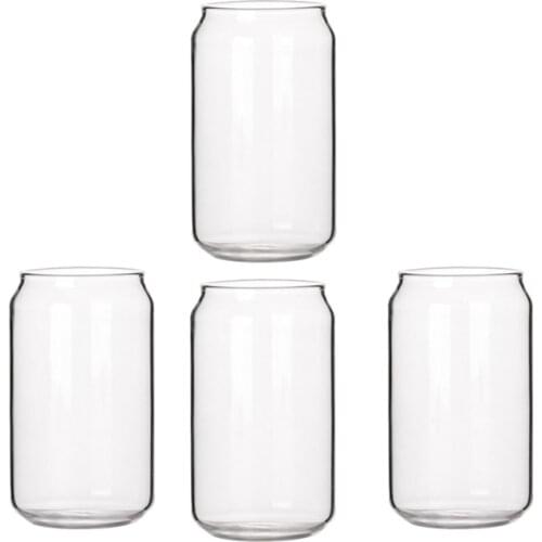 4 Pack Can Shape Glass Fashion Water Milk Juice Simple Juice Cup Beer Glass Shake Glass Dessert Cup Cola Mug