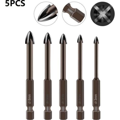 5PCS Multifunctional Universal Drilling Tool Cross Triangle Drill Bit Polished Bit Hole Opening Power Tools For Woodworking
