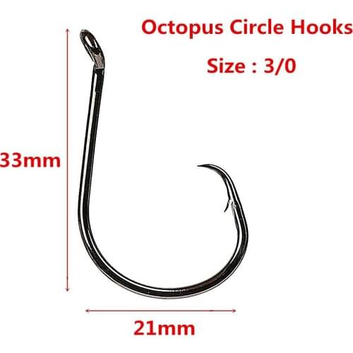 50pcs 3/0 Octopus Circle Fishing Hooks Saltwater Offset Fishhooks Jig Barbed Freshwater Hook High Carbon Steel Fishing Tackle