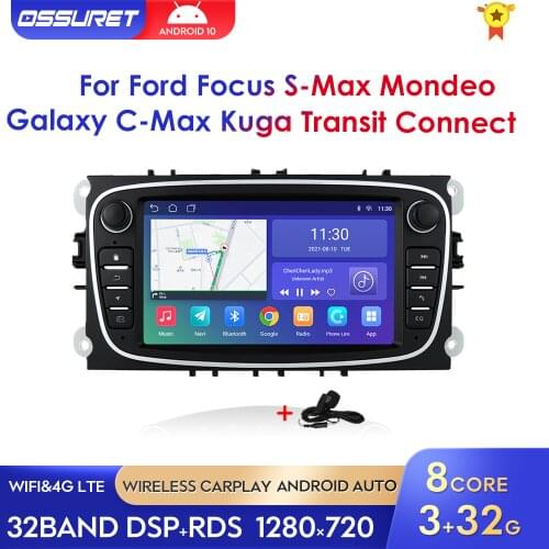 7inch Android 10 GPS Car Radios Multimedia player Audio DVD Player For Ford/Focus/S-Max/Mondeo /GalaxyC-Max /Kuga /Transit