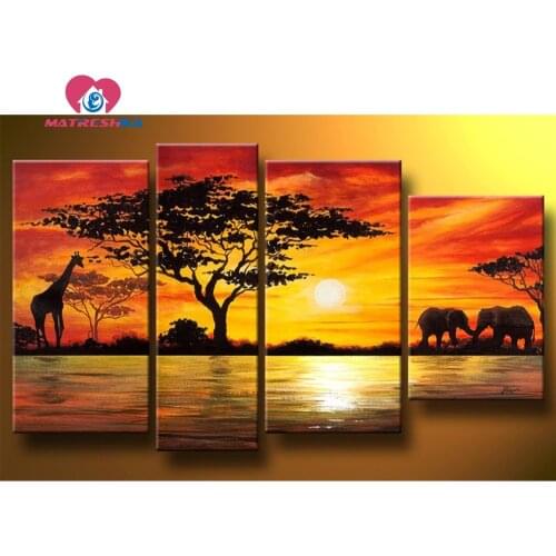Diamond embroidery full scale landscape Africa Diamond embroidery patterns rhinestones embroidery painting triptych Hobby crafts
