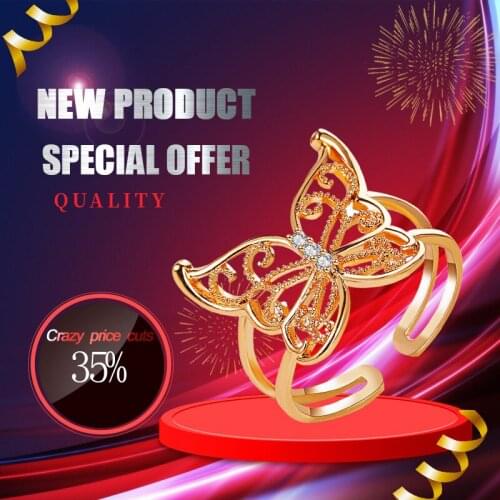 Anel butterfly crystal adjustable aliança de namoro promise luxury brand love wedding anillos mujer alibaba express accessoire
