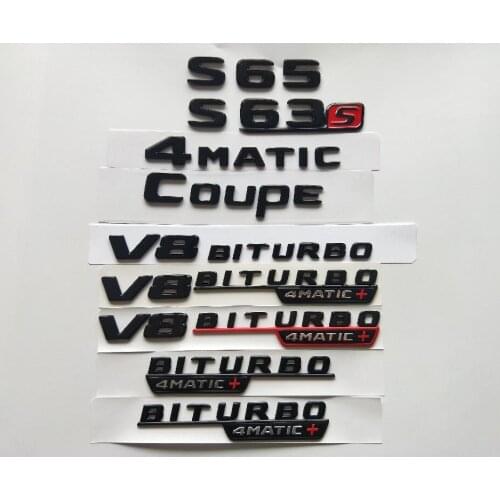 Gloss Black Letters S63 S63s V8 BITURBO 4MATIC+ Fender Trunk Emblem Emblems Badges Badge for Mercedes Benz AMG W221 W222 Coupe