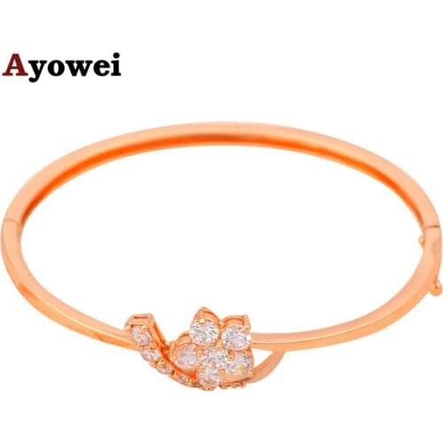 Gold tone Fantastic Royal Design AAA Zircon & White Crystal Prom party Bangles Nickel & Lead Free TB127A