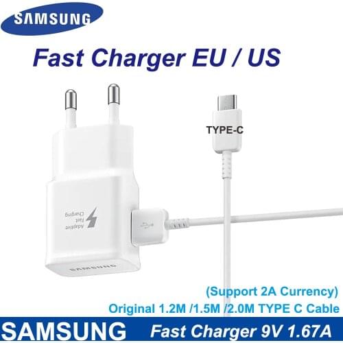 For Samsung S10 S8 S9 Plus 9V1.67A Fast Charger Travel Adapter Fast Charge 100cm Type C Cable For Samsung Note 10 9 8 A50 A70