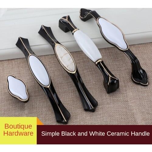 Black/white Ceramic Handle European Style Kitchen Cabinet Door Handle Modern Wardrobe Drawer Knob Furniture Handle Decoration