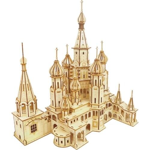 Wooden Saint Basils Cathedral 3D Puzzle educational tos Model Kit creative DIY Cubicfun constructor toy gift for adult children