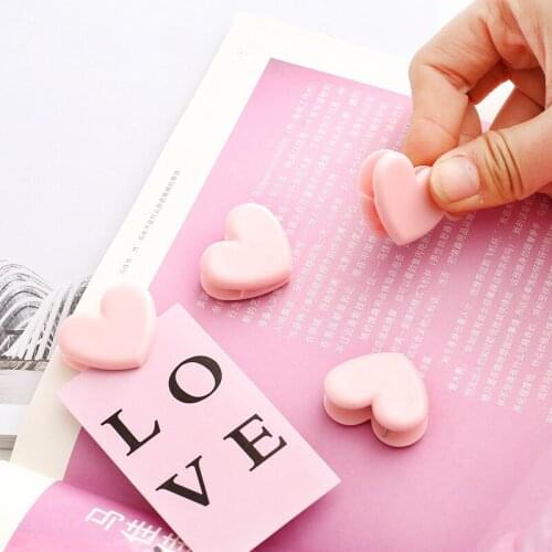 E33 4 pcs/lot Love Pink Heart Stationery Pushpin Thumbtack Pins Decorative Lovely w51 Clip