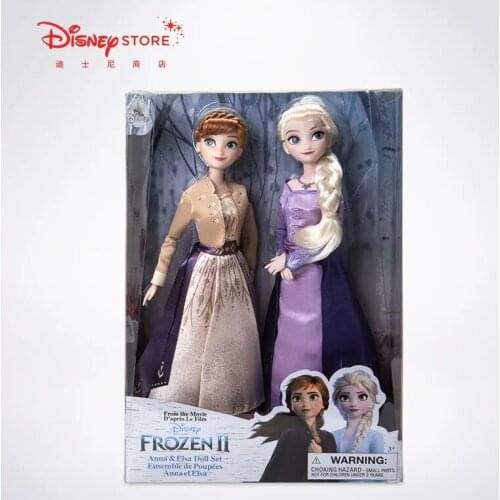 28cm2020 NEW Disney Frozen 2 Snow Queen Princess Elsa Anna Action Figure PVC Anime Doll Figurines children Toy Birthday Gift box