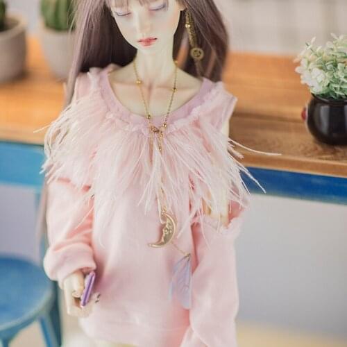 D03-P412 children toy BJD DD SD MSD 1/6 1/4 1/3 dolls clothes pink Long off-shoulder sweatshirt