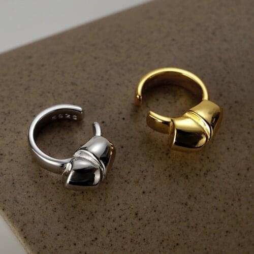 S925 Sterling Silver Piercing Fake Earrings Korean Knot Ear Cuff Clip on Earrings for Women Girls Earcuff Jewelry Cool Punk