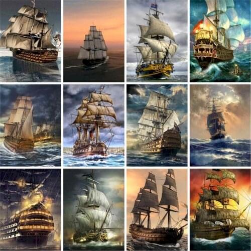 GATYZTORY 40x50cm Frameless painting by numbers Sea Sailing Landscape On Canvas pictures by numbers Home Decoration