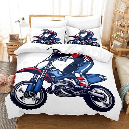 Motocross Racing 3D Printed Duvet Cover Set Cartoon Car Bed Linens Twin Full Queen King Size Bedding Set Bedclothes Home Textile