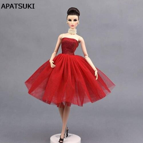 Red Short Ballet Dress For Barbie Doll Layered Evening Dress Vestido Clothes For Barbie Dolls 1/6 BJD Doll Accessories Kids Toys