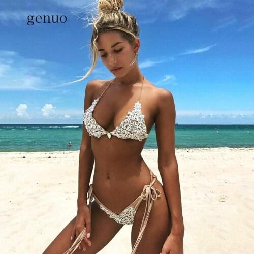 Lace Bikini Diamond Swimsuit Crystal Women Swimwear Bandage Bikinis Brazilian Rhinestone Beachwear Push Up Bikini