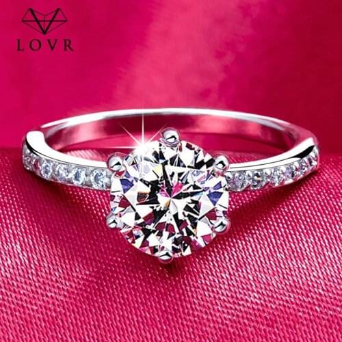 LOVR Fashion Classic Six Claw AAA Zircon Wedding Ring Princess Square CZ Finger Rings for Women Silver Color Engagement Jewelry