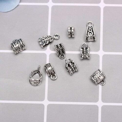 Metal Connectors Tube Beads Charms Spacer Beads Bail 120Pcs DIY Jewelry Makin