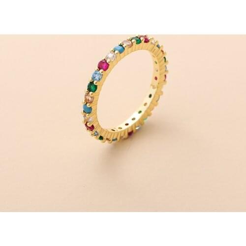 Cz Trendy Gold Rings Europe Eternity Zircon Infinity Stones Rainbow Ring Wholesale Jewelry Accessories For Women 2021 Wedding
