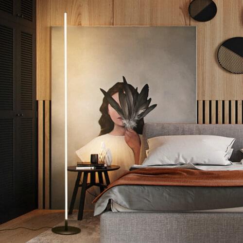 Nordic Black LED Night Standing Side Bed Floor Lamp with Switch for Bedroom Living Room Loft Modern Home Decor