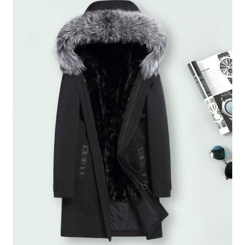 Real Fur Coat Men Mink Fur Liner Fox Fur Collar Winter Jacket Men Real Fur Parka for Mens Clothing Plus Size Casaco 1855 YY819