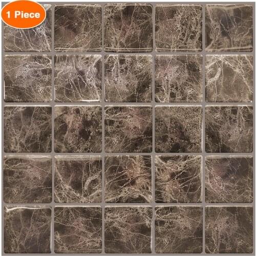 Fancy tiles 1 Sheet Peel and Stick Backsplash Self Adhesive Wall Sticker Tile Brown