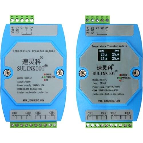 New RS15 4 way pt100 temperature transmitter isolated acquisition module RS485 platinum thermal resistance MODBUS